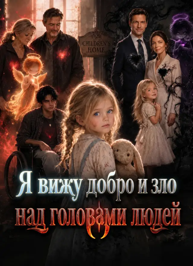 Я вижу добро и зло над головами людей постер